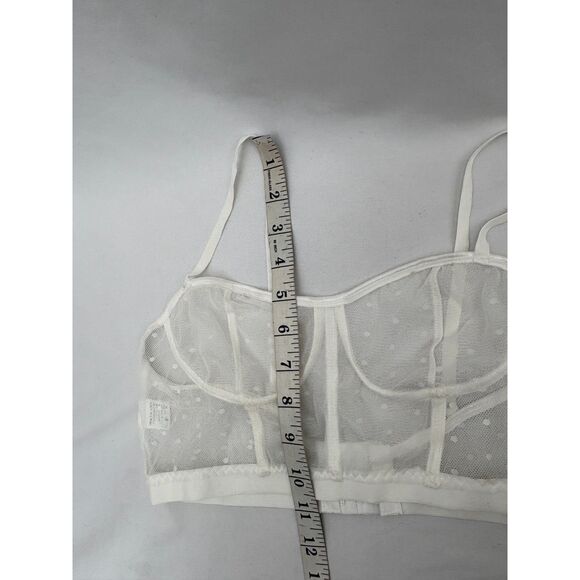 White Two Piece Lingerie Set Size M Polka Dot Bralette and Panties New Sexy - Picture 9 of 9